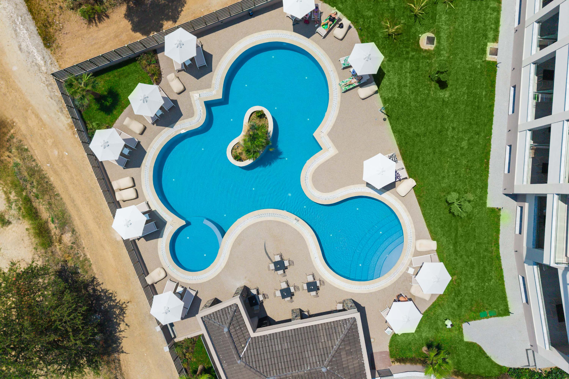 anese — aerial view of the sculpted pool